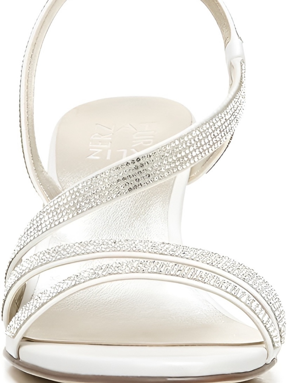 🐷 Naturalizer Vanessa 2 White With Silver Crystals Block Heel Sandals - Picture 15 of 17